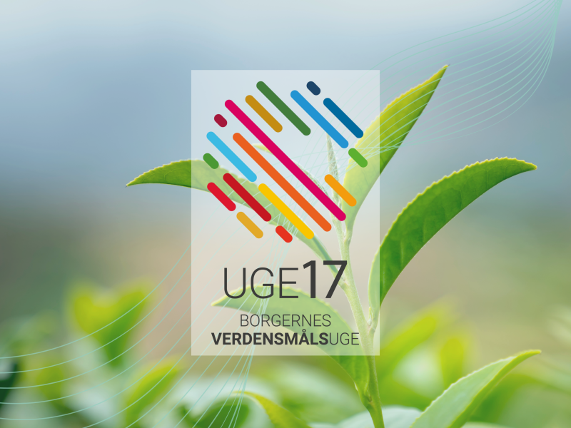 Foto af spirende plante, og uge 17-logo