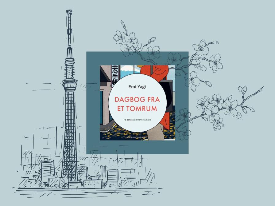 Bogforside og japansk grafik med blomster